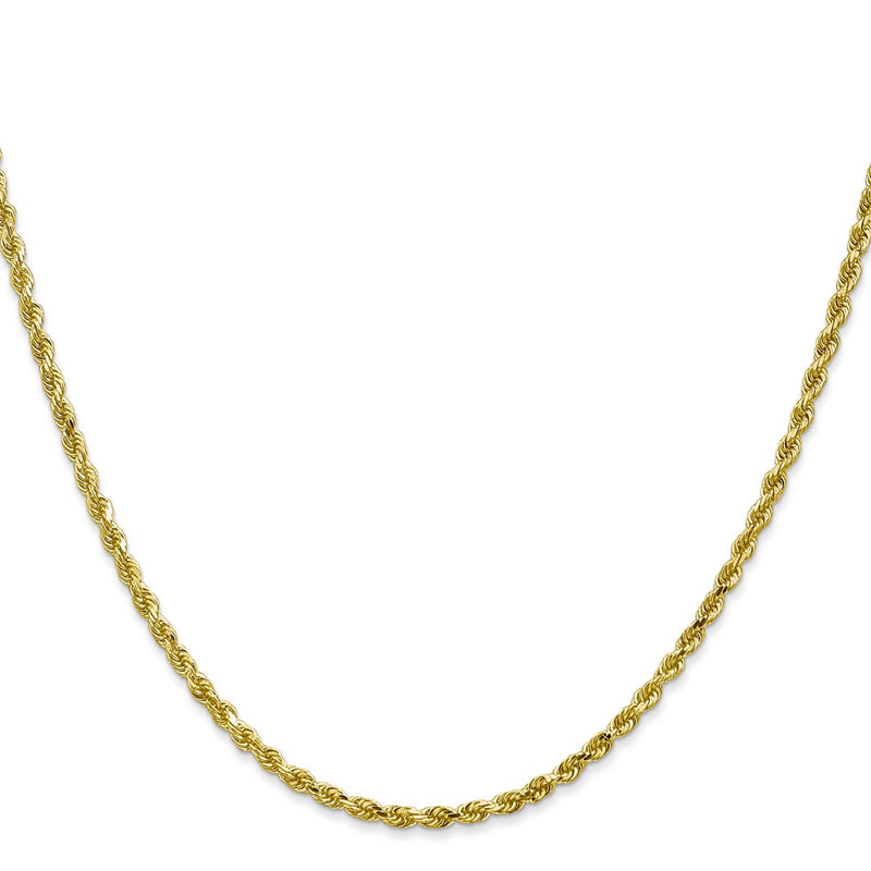 18 Inch 10k Yellow Gold 2.5mm Semi-Solid Rope Chain Necklace