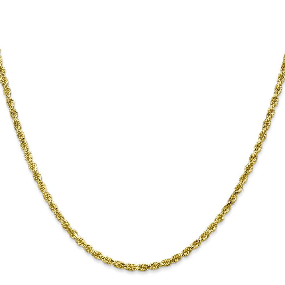 10k Yellow Gold 2.5mm Semi-Solid Rope Chain Bracelet