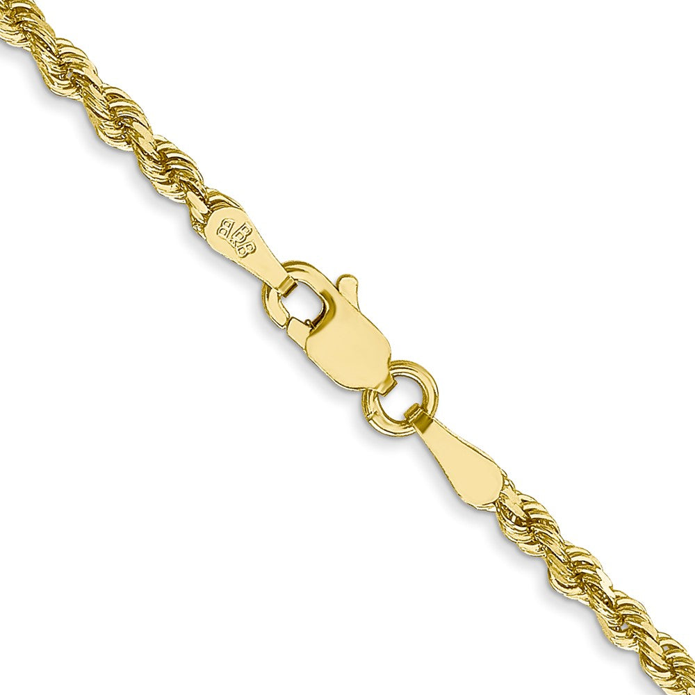 10k Yellow Gold 2.5mm Semi-Solid Rope Chain Bracelet
