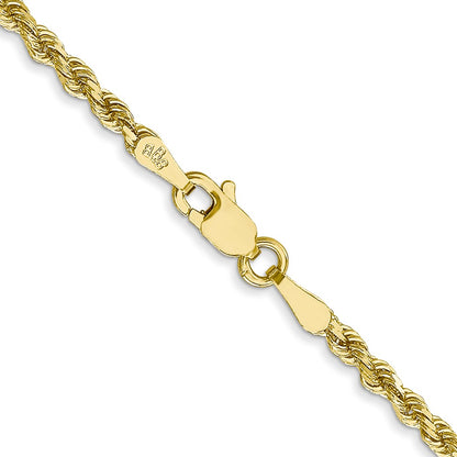 10k Yellow Gold 2.5mm Semi-Solid Rope Chain Bracelet