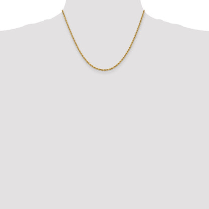 10K Yellow Gold 2.25mm Diamond-Cut Rope Chain Necklace