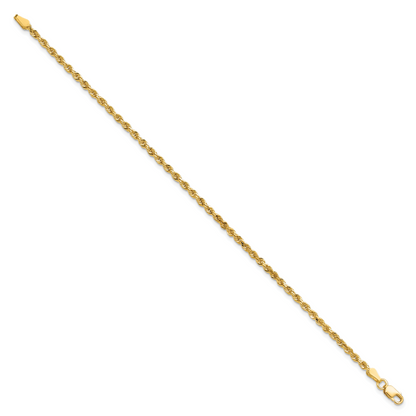 10k Yellow Gold 2.25mm Diamond-cut Rope Chain Bracelet
