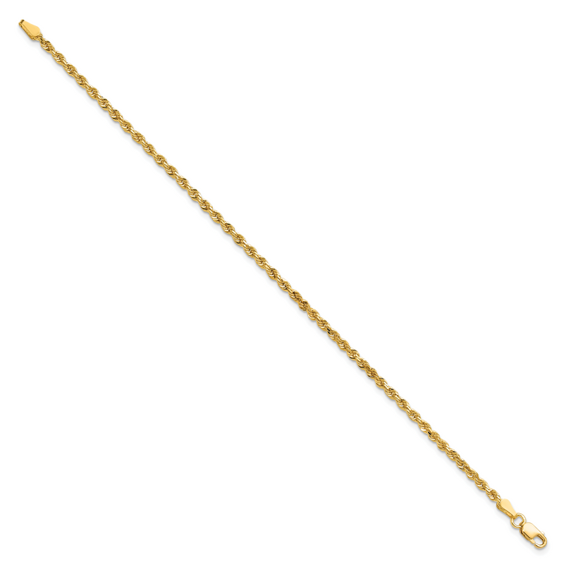 10k Yellow Gold 2.25mm Diamond-cut Rope Chain Bracelet