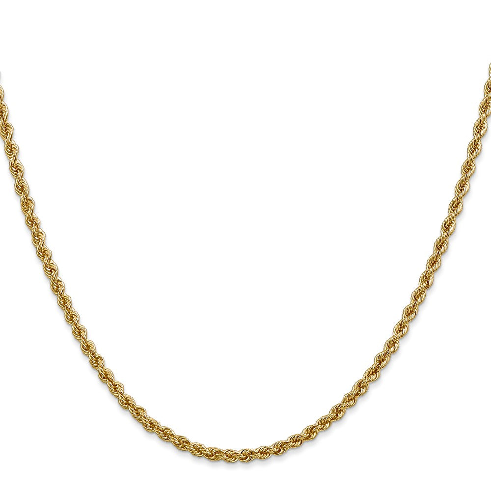 10k Yellow Gold 2.5mm Solid Rope Chain Necklace