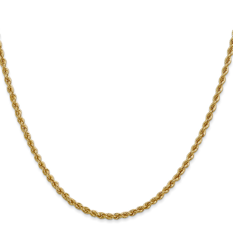 2 Inch 10K Yellow Gold 2.5mm Regular Rope Chain Necklace