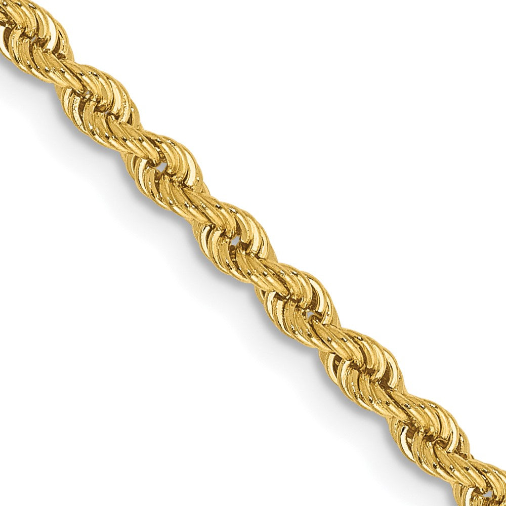 10k Yellow Gold 2.5mm Solid Rope Chain Necklace