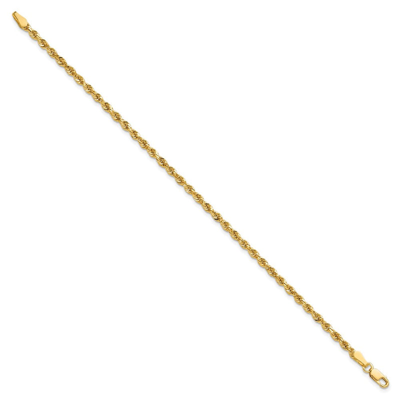10k Yellow Gold 2.75mm Diamond-cut Rope Chain Bracelet