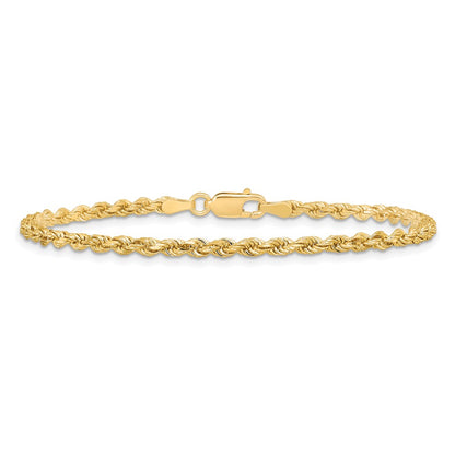 10k Yellow Gold 2.75mm Diamond-cut Rope Chain Bracelet