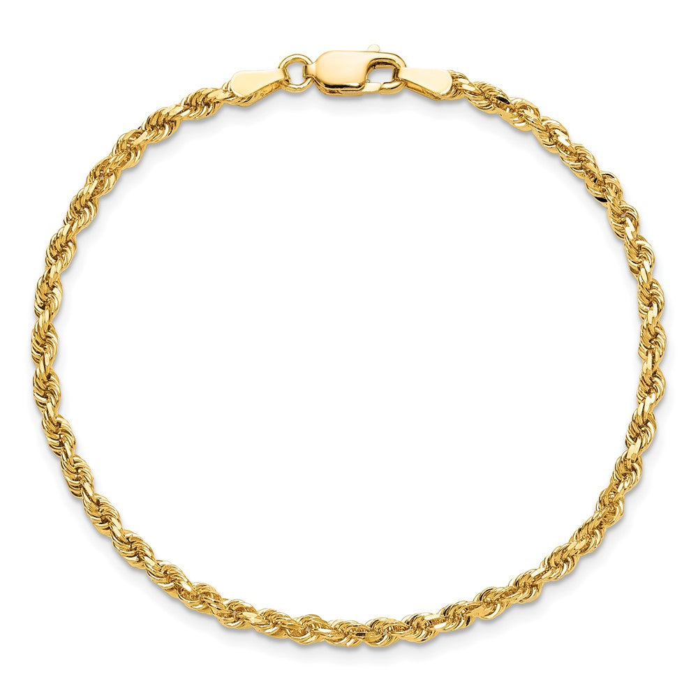 10k Yellow Gold 2.75mm Diamond-cut Rope Chain Bracelet