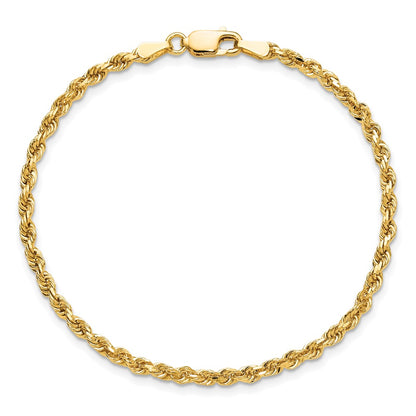 10K Yellow Gold 2.75mm Diamond Cut Rope Chain Anklet