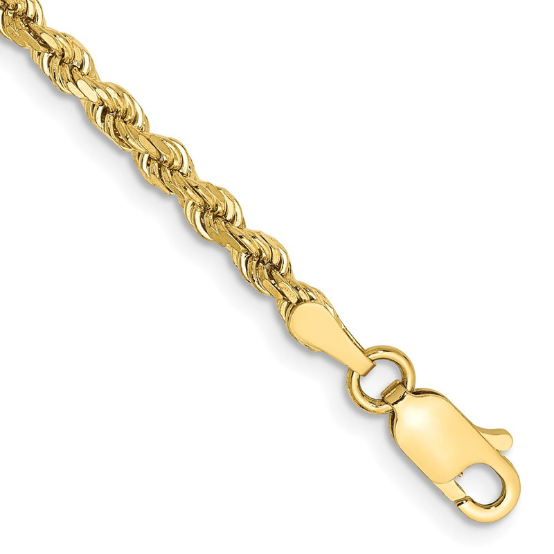 10k Yellow Gold 2.75mm Diamond-cut Rope Chain Bracelet