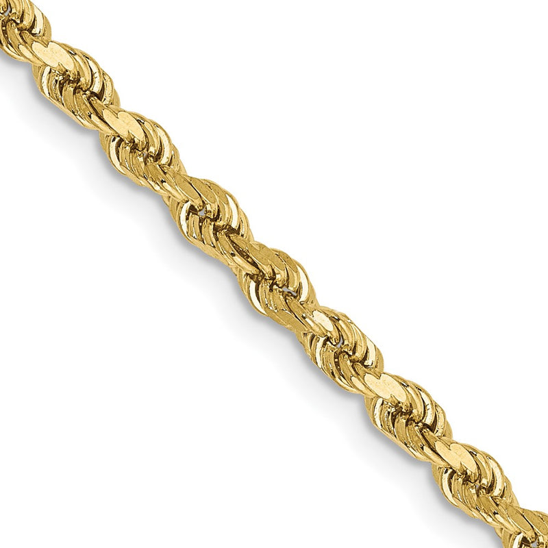 10K Yellow Gold 2.75mm Diamond-Cut Rope Chain Necklace