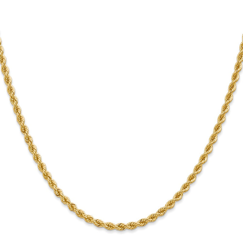 22 Inch 10K Yellow Gold 2.75mm Regular Rope Chain Necklace