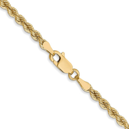 10k Yellow Gold 2.75mm Solid Rope Chain Necklace