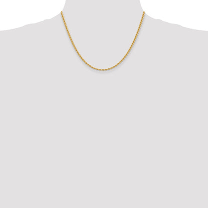 10k Yellow Gold 2.75mm Solid Rope Chain Necklace