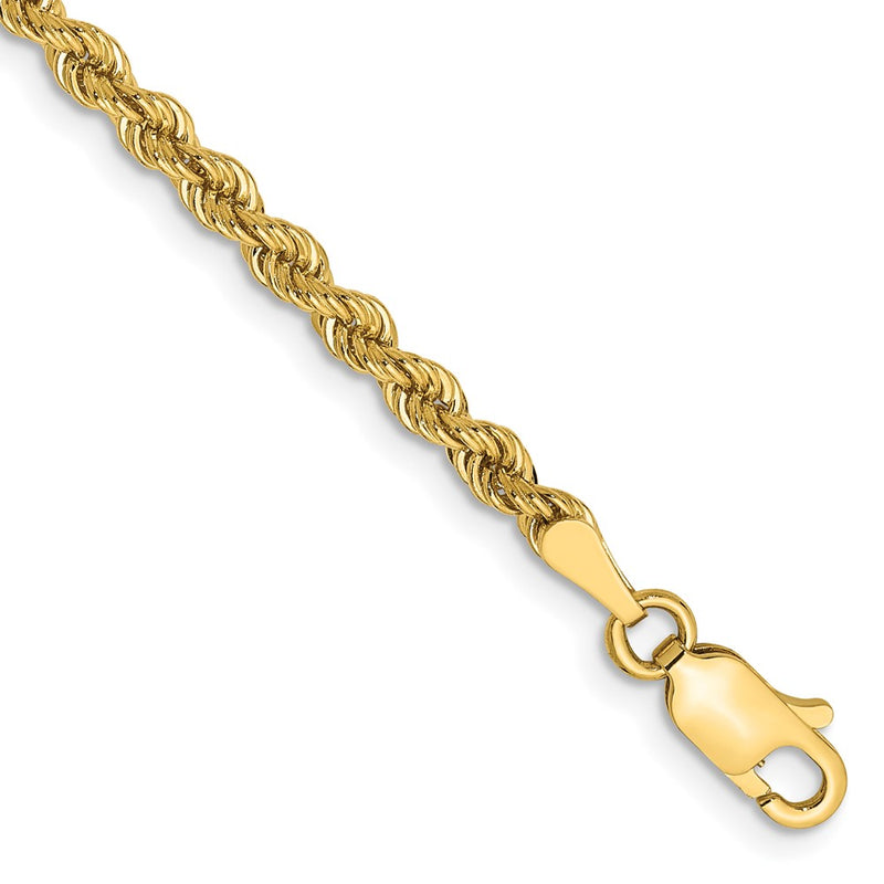 8 Inch 10K Yellow Gold 2.75mm Regular Rope Chain Bracelet