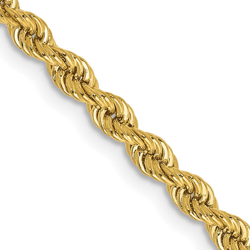 16 Inch 10K Yellow Gold 2.75mm Regular Rope Chain Necklace