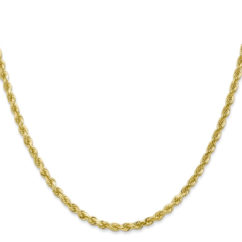 10K Yellow Gold 3mm Diamond-Cut Rope Chain Necklace