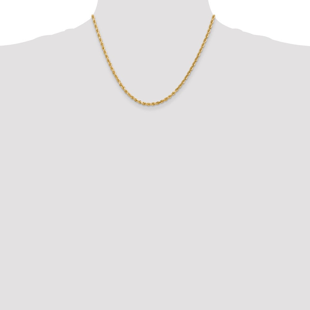 10K Yellow Gold 3mm Diamond-Cut Rope Chain Necklace