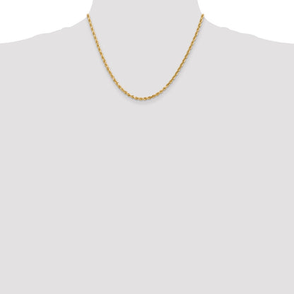 10K Yellow Gold 3mm Diamond-Cut Rope Chain Necklace
