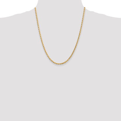 22 Inch 10K 3mm Diamond-Cut Rope Chain