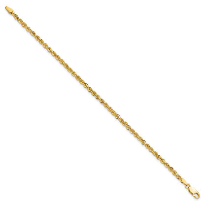 10K Yellow Gold 3mm Diamond Cut Rope Chain Anklet