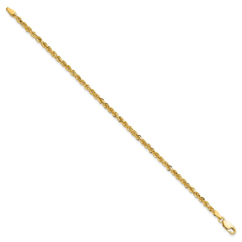 10K Yellow Gold 3mm Diamond Cut Rope Chain Anklet