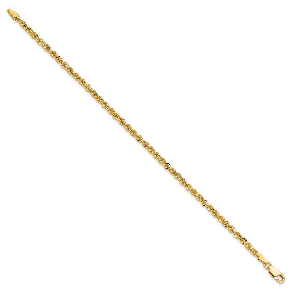 10k Yellow Gold 3mm Diamond-cut Rope Chain Bracelet