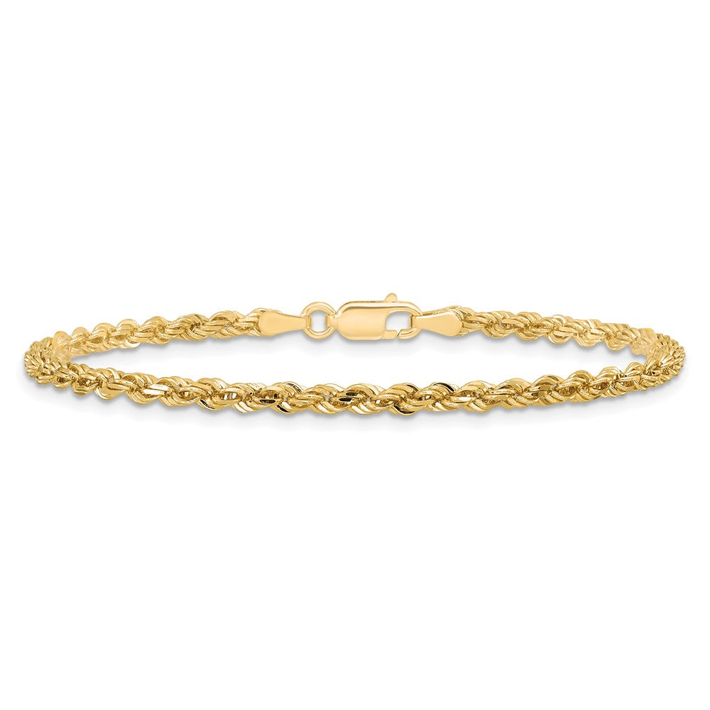 10K Yellow Gold 3mm Diamond Cut Rope Chain Anklet