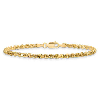 10k Yellow Gold 3mm Diamond-cut Rope Chain Bracelet