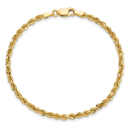 10K Yellow Gold 3mm Diamond Cut Rope Chain Anklet