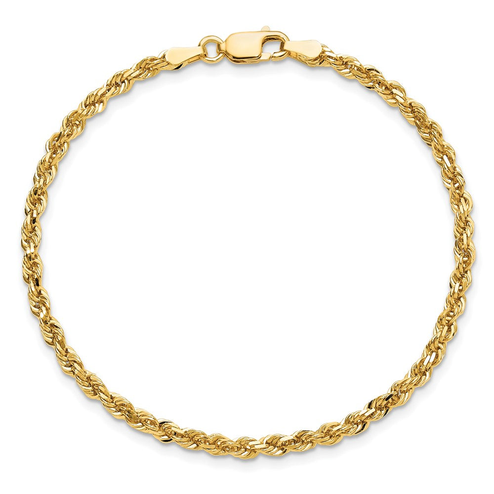 10k Yellow Gold 3mm Diamond-cut Rope Chain Bracelet