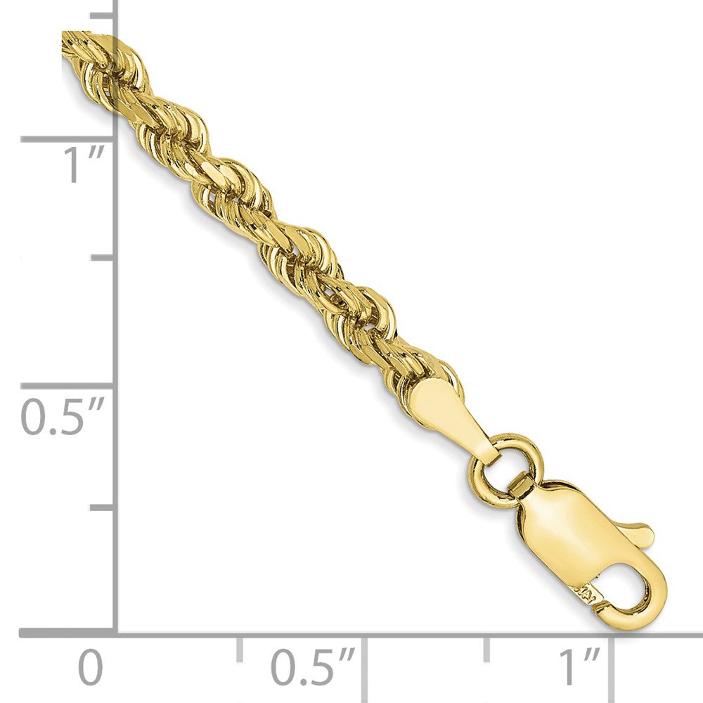 10k Yellow Gold 3mm Diamond-cut Rope Chain Bracelet
