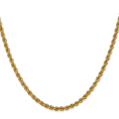 10k Yellow Gold 3.0mm Solid Rope Chain Necklace