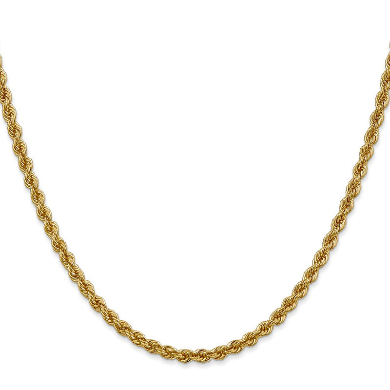 10k Yellow Gold 3.0mm Solid Rope Chain Necklace