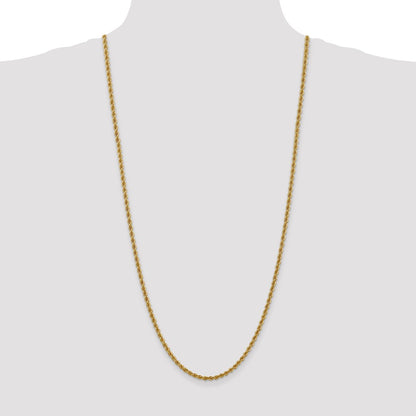 10k Yellow Gold 3.0mm Solid Rope Chain Necklace