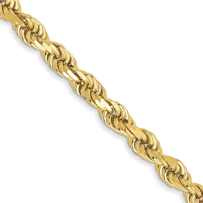 10K Yellow Gold 3mm Diamond-Cut Rope Chain Necklace