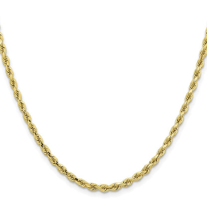 26 Inch 10K Yellow Gold 3.25mm Diamond-Cut Rope Chain Necklace