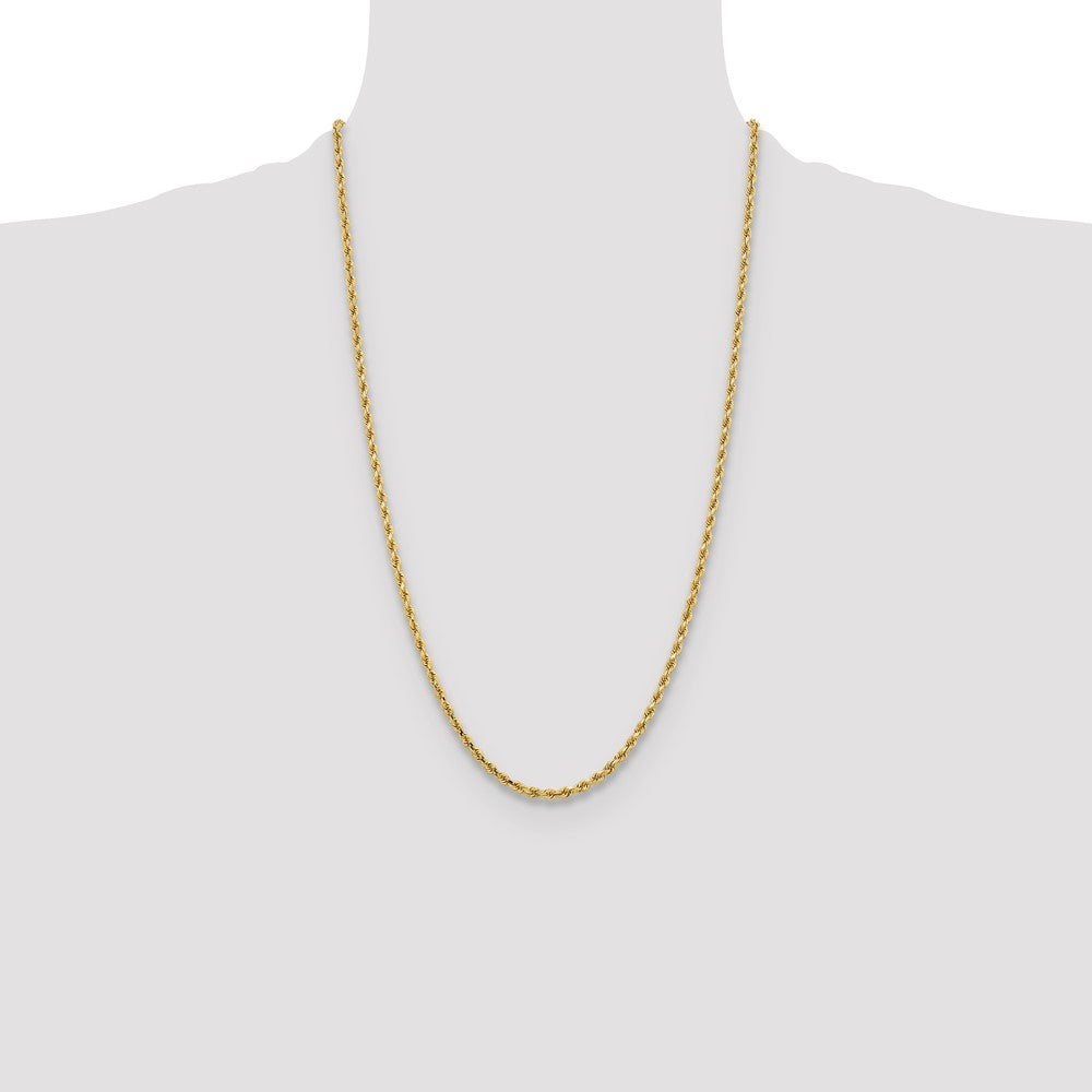 26 Inch 10K Yellow Gold 3.25mm Diamond-Cut Rope Chain Necklace