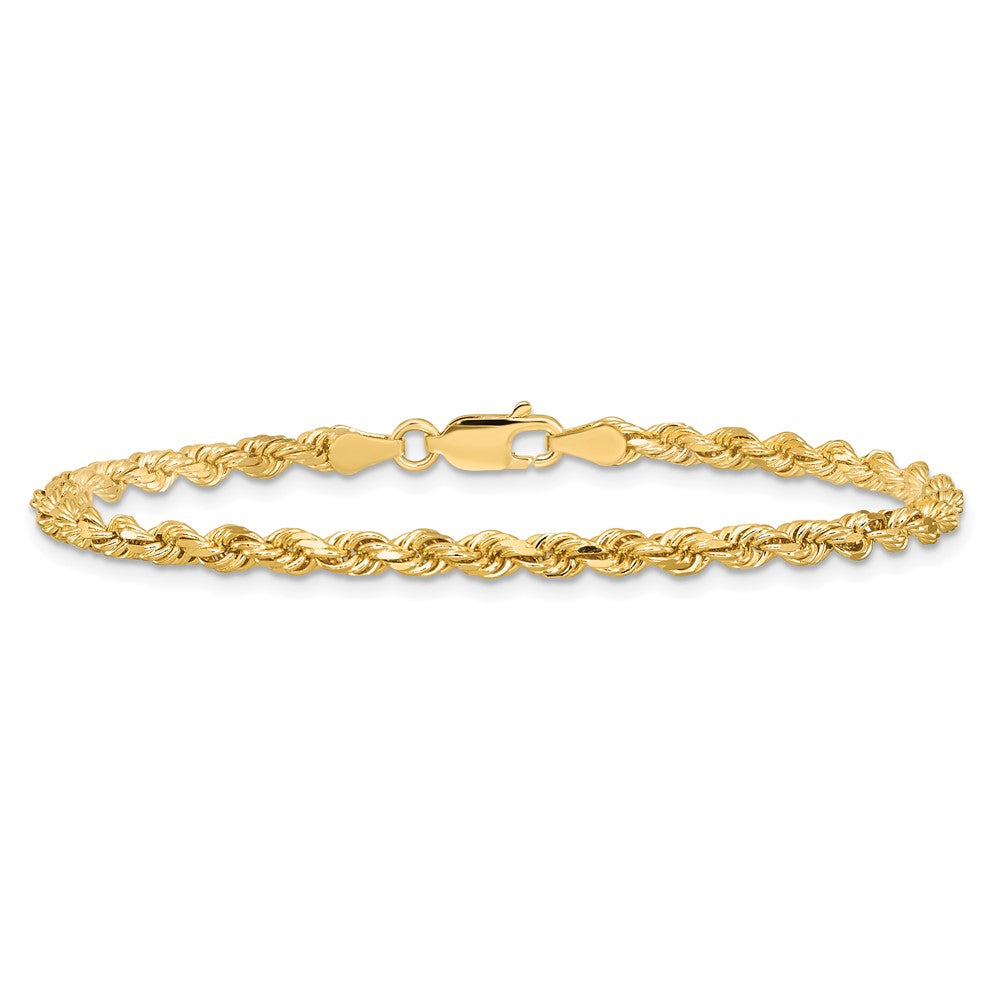 10K Yellow Gold 3.25mm Diamond-Cut Rope Chain Bracelet