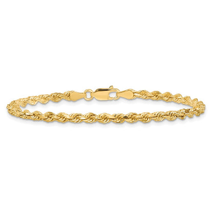 10K Yellow Gold 3.25mm Diamond-Cut Rope Chain Bracelet