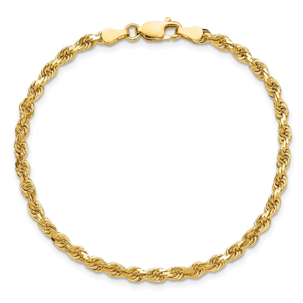 10K Yellow Gold 3.25mm Diamond-Cut Rope Chain Bracelet