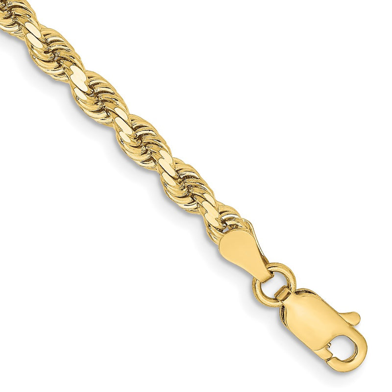 10K Yellow Gold 3.25mm Diamond-Cut Rope Chain Anklet