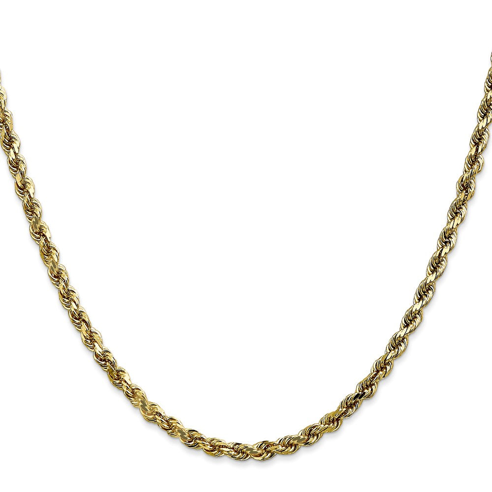 28 Inch 10K 3.5mm Diamond-Cut Rope Chain Necklace