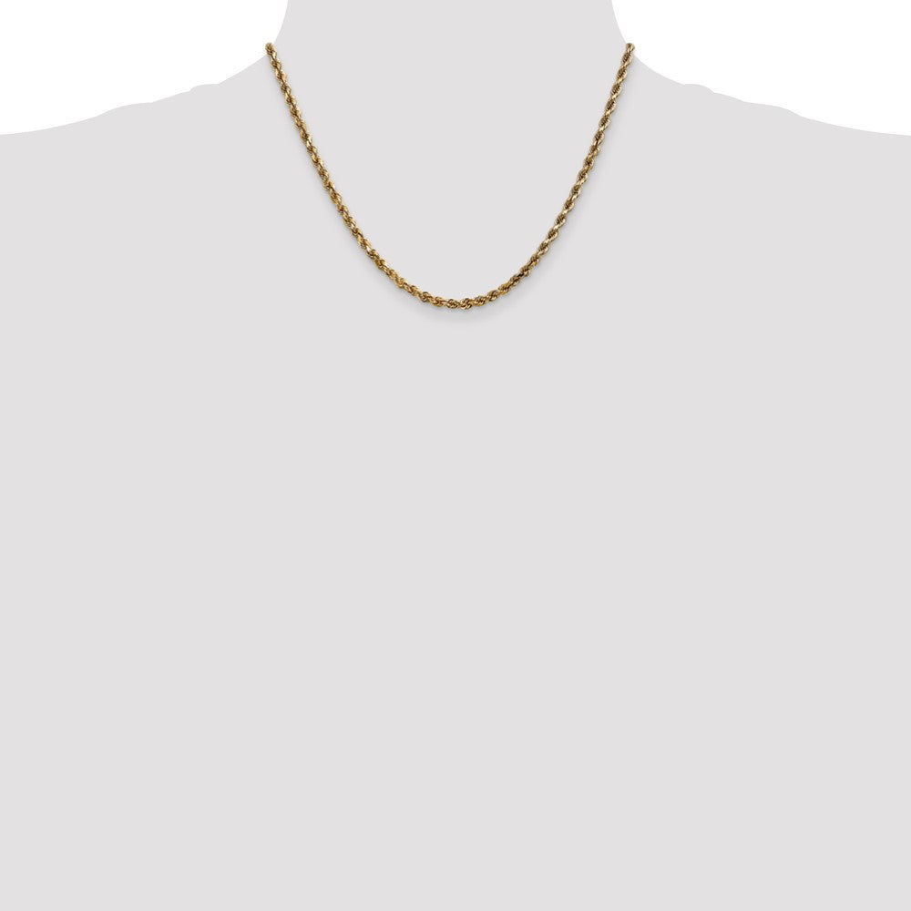 10K Yellow Gold 3.5mm Diamond-Cut Rope Chain Necklace