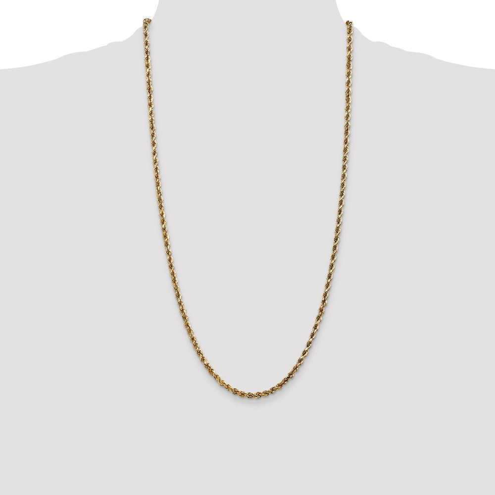 28 Inch 10K 3.5mm Diamond-Cut Rope Chain Necklace