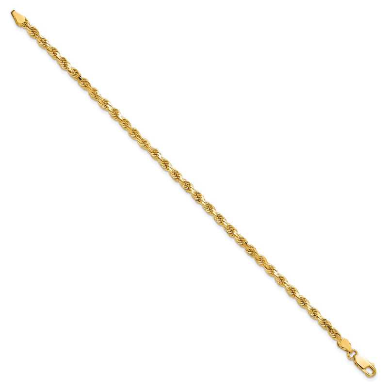 10k Yellow Gold 3.5mm Diamond-cut Rope Chain Bracelet