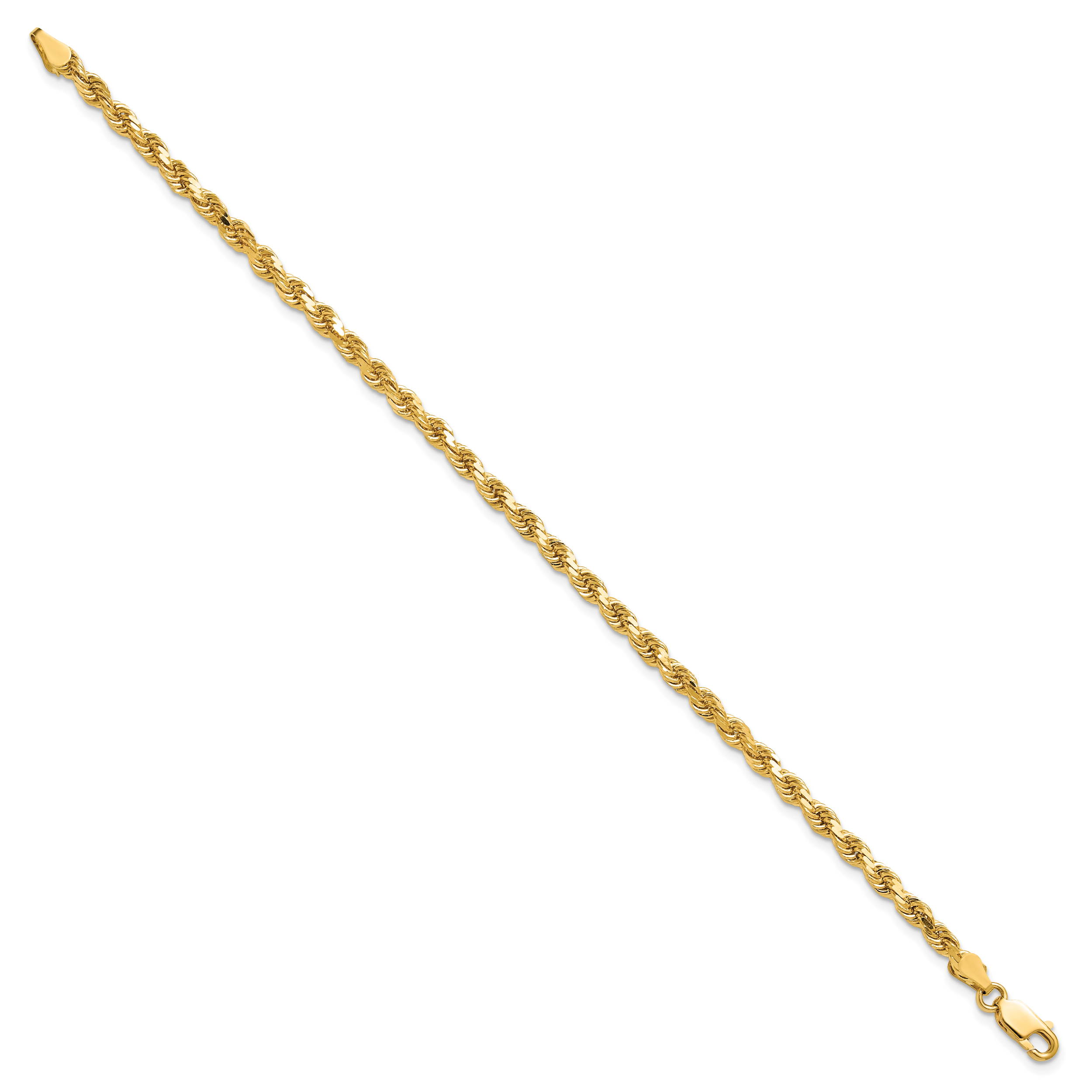 10K Yellow Gold 3.5mm Diamond Cut Rope Chain Anklet