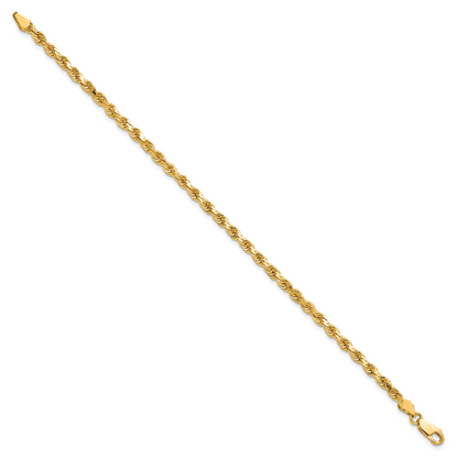 10K Yellow Gold 3.5mm Diamond Cut Rope Chain Anklet