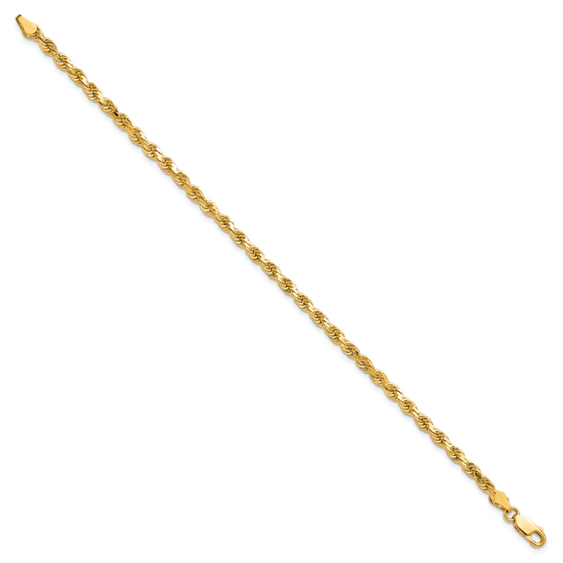 10K Yellow Gold 3.5mm Diamond Cut Rope Chain Anklet
